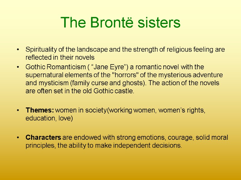 The Brontë sisters   Spirituality of the landscape and the strength of religious